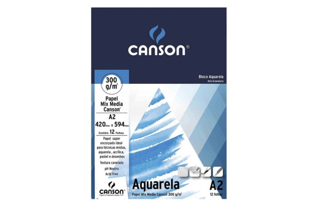 BLOCO PAPEL AQUARELA A2 12F 300G CANSON