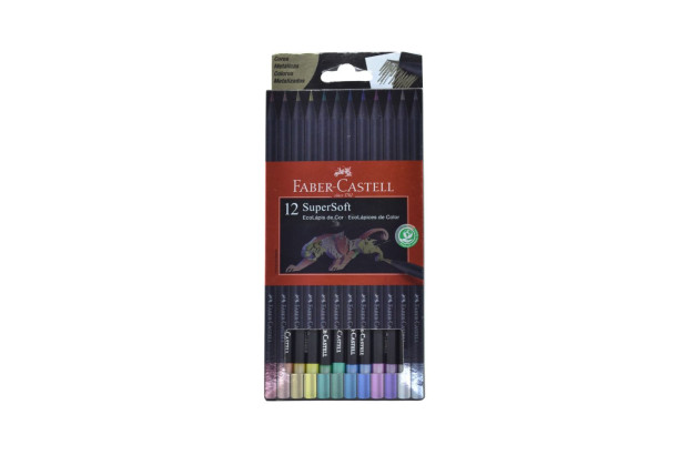 LAPIS DE COR 12 CORES SUPERSOFT METALICAS ECOLAPIS FABER CASTELL