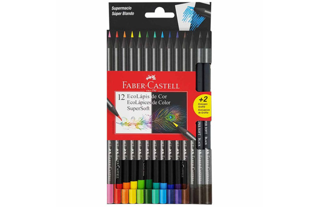 LAPIS DE COR 12 CORES SUPERSOFT ECOLAPIS FABER CASTELL