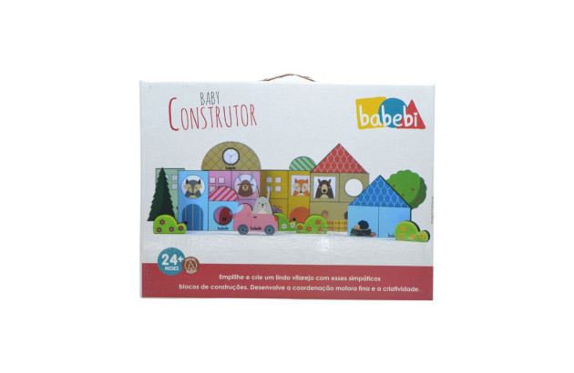 BRINQUEDO EDUCATIVO BABY CONSTRUTOR 36 PEÇAS MDF BABEBI 