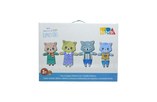 BRINQUEDO FAMILIA GATINHOS EXPRESSOES MDF 72 PEÇAS  BABEBI 