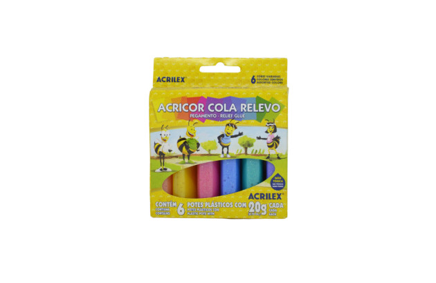 COLA RELEVO ACRICOR 6 CORES 2306 ACRILEX