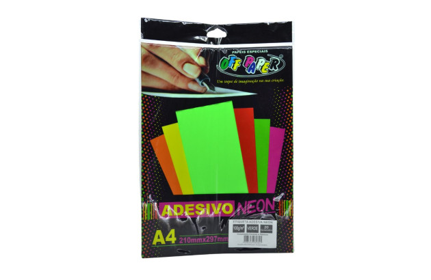 ETIQUETA ADESIVA NEON VERDE 100G A4 PACOTE COM 20 FOLHAS