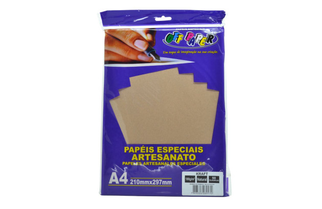 PAPEL KRAFT NATURAL 180G A4 PACOTE 50 FOLHAS OFFPAPER