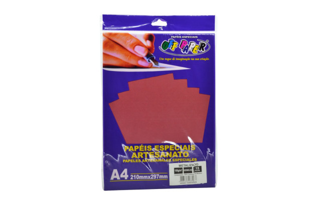 PAPEL LAMICOTE A4 250G VERMELHO PAVOTE 10 FOLHAS OFFPAPER.