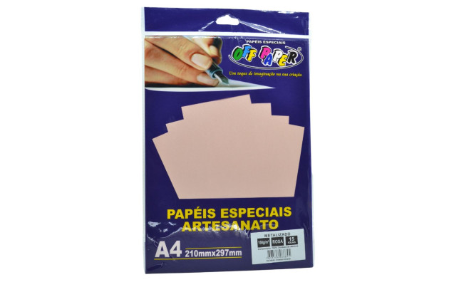 PAPEL ESPECIAL OFF PAPER METALIZADO A4 15FLS ROSA