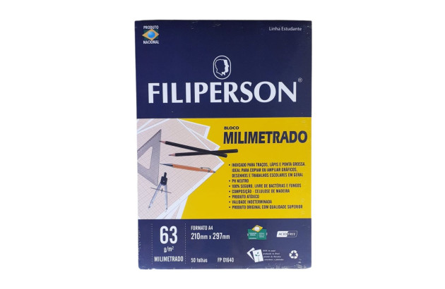 BLOCO DE PAPEL MILIMETRADO A3 50 FOLHAS FILIPERSON 