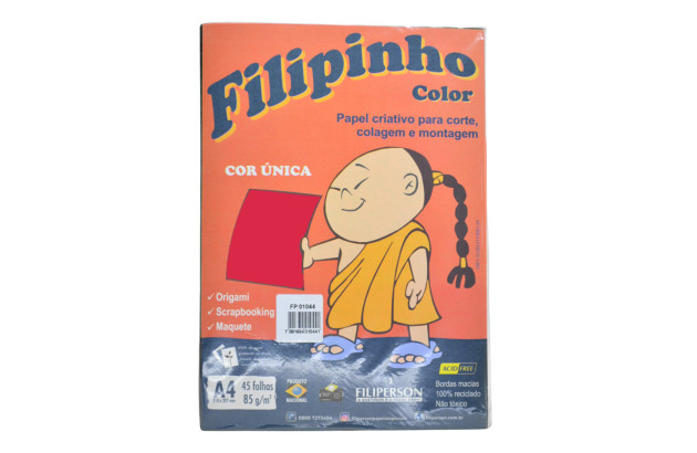 BLOCO FILIPINHO COLOR VERMELHO 85G A4 45 FOLHAS.