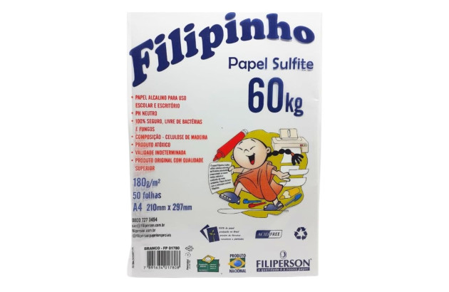 PAPEL A3 60KG 180G 25 FOLHAS SULFITE FILIPERSON