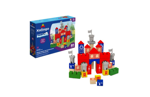 BRINQUEDO EDUCATIVO BRINCANDO DE ENGENHEIRO BLOCOS DE MONTAR CASTELO MEDIEVAL 80 PCS XALINGO