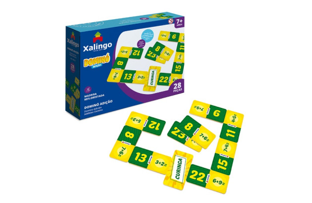 BRINQUEDO EDUCATIVO DOMINÓ ADIÇÃO 28 PCS XALINGO