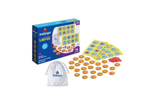 BRINQUEDO EDUCATIVO BINGO DAS LETRAS EM LIBRAS 16 CARTAS XALINGO