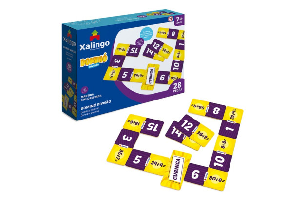 BRINQUEDO EDUCATIVO DOMINÓ DIVISÃO 28 PCS XALINGO