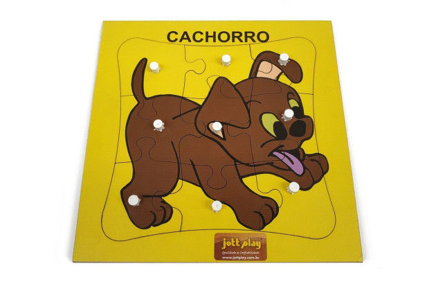 BRINQUEDO QUEBRA CABEÇA COM PINOS CACHORRO 9 PEÇAS MDF 31.95 JOTT PLAY